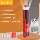 ROJECO™ LED Precision Pet Nail Grinder: 7-Speed Professional Grooming for Dogs & Cats