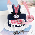 LacePrincess™ Lace Harness Dress for Small Dogs & Cats – Princess Vest with Bow, Pearl & Denim Skirt (XS–XL)