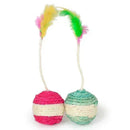 SisalSphere™ Sisal Scratching Ball Cat Toy – Interactive Training Teaser with Feather for Kittens