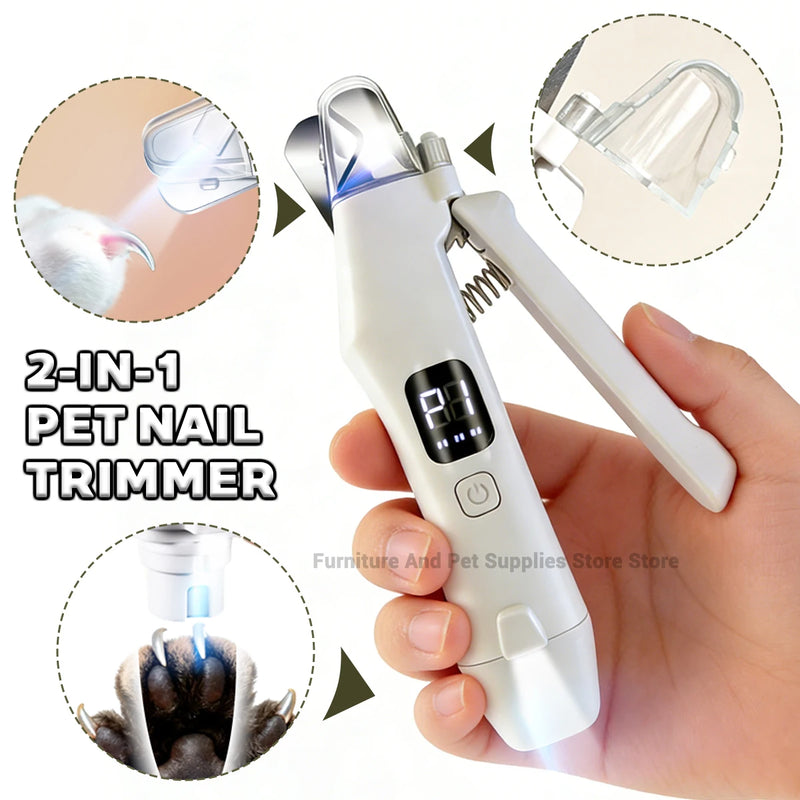 Duo-Trim™ 2-in-1 Pet Nail Clipper & Grinder – Precision LED & Ultra-Quiet Motor