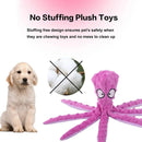 OctoSqueeze™ No-Stuffing Crinkle Octopus Dog Toy – Squeaky Plush for Puppy Teething & Interactive Play