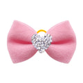 DiamondBow™ 2-Pack Diamond Dog Hair Bows with Rubber Bands – Handmade Valentine's Day Puppy Bowknots