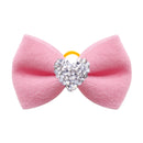 DiamondBow™ 2-Pack Diamond Dog Hair Bows with Rubber Bands – Handmade Valentine's Day Puppy Bowknots