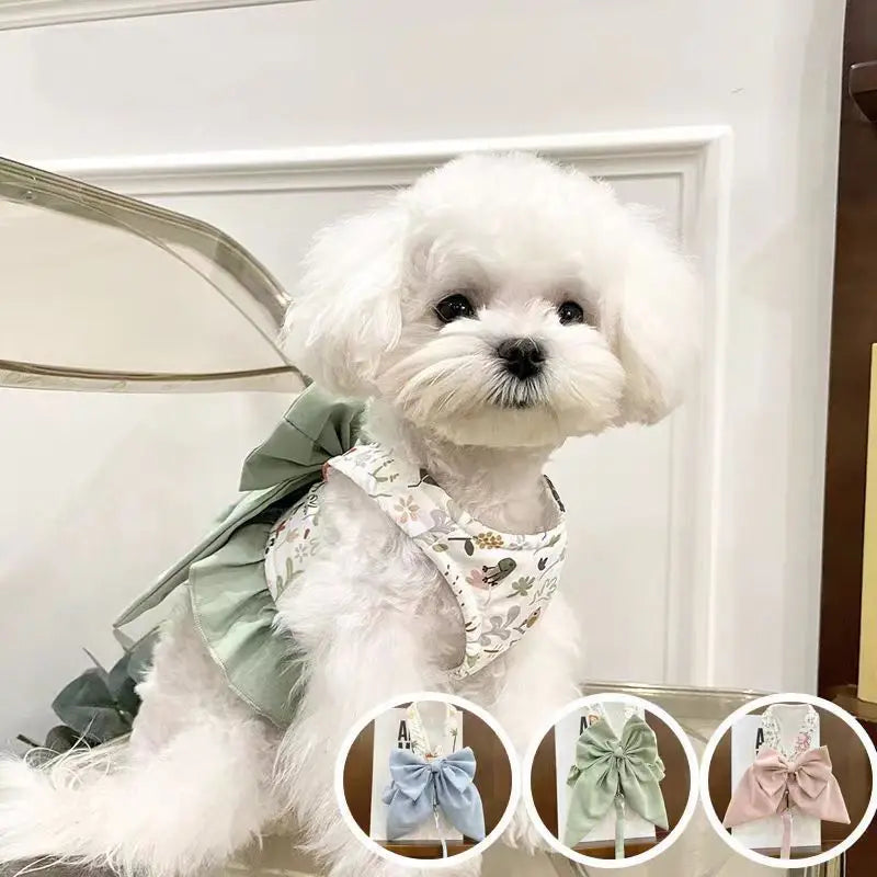 BowVest™ Japanese-Style Outdoor Chest & Back Harness Vest – Bow Half-Section Traction Rope for Dogs & Cats