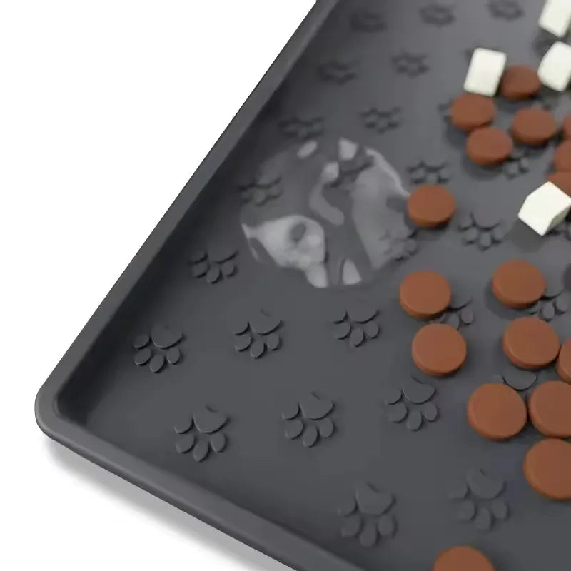 Pure-Floor™ Waterproof Silicone Pet Mat: Mess-Proof Food & Water Placemat with Raised Edges