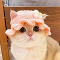 FloralCrown™ Knitted Flower Cat Hat