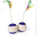 SisalSphere™ Sisal Scratching Ball Cat Toy – Interactive Training Teaser with Feather for Kittens