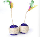 SisalSphere™ Sisal Scratching Ball Cat Toy – Interactive Training Teaser with Feather for Kittens