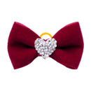 DiamondBow™ 2-Pack Diamond Dog Hair Bows with Rubber Bands – Handmade Valentine's Day Puppy Bowknots