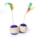 SisalSphere™ Sisal Scratching Ball Cat Toy – Interactive Training Teaser with Feather for Kittens