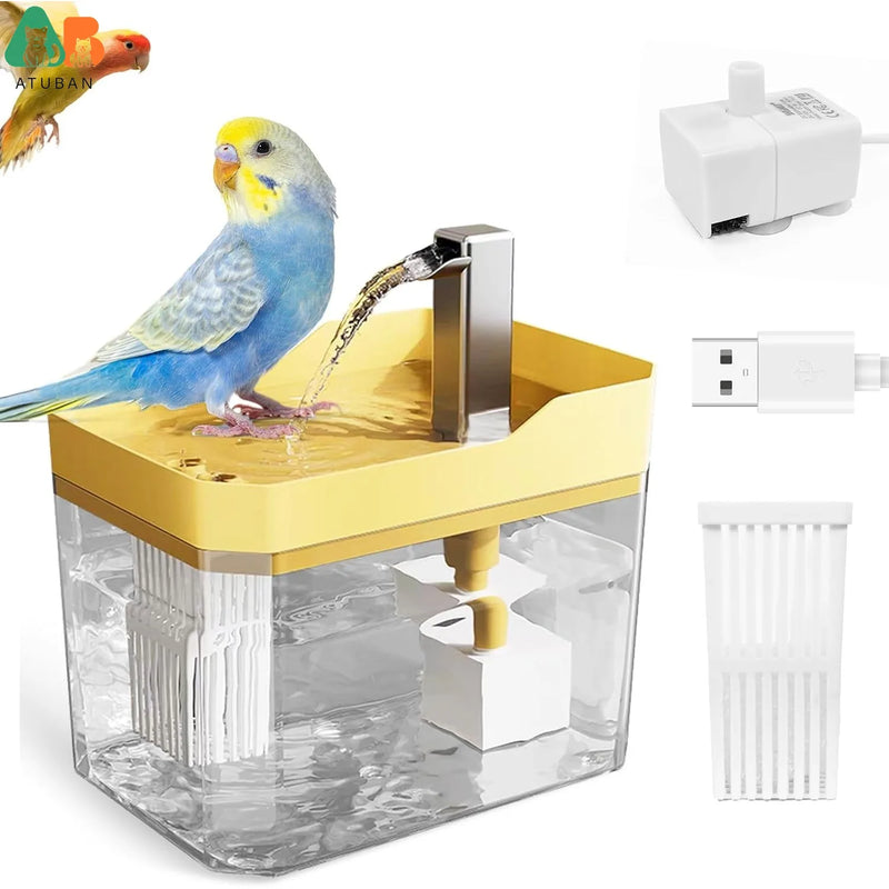 ATUBAN AquaShower™ Automatic Parakeet Bird Bath with Pump – Indoor Fountain Bathtub with Running Water