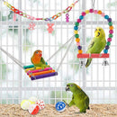 WoodPlay™ 11-Piece Parrot Toy Set – Chewable Wood Swing, Bite Bridge & Bead Cage Toys for Birds