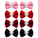 DiamondBow™ 2-Pack Diamond Dog Hair Bows with Rubber Bands – Handmade Valentine's Day Puppy Bowknots
