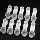 HydroSip™ Transparent Bird Drinker Cups – 10-Pack Plastic Cage Water Feeders for Parrots & Pigeons