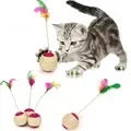SisalSphere™ Sisal Scratching Ball Cat Toy – Interactive Training Teaser with Feather for Kittens