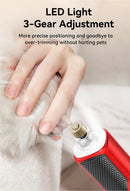 ROJECO™ LED Precision Pet Nail Grinder: 7-Speed Professional Grooming for Dogs & Cats