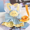 LacePrincess™ Lace Harness Dress for Small Dogs & Cats – Princess Vest with Bow, Pearl & Denim Skirt (XS–XL)