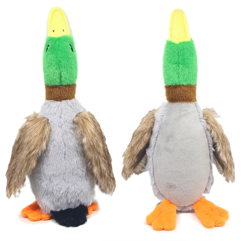 Quack-Tough™ Corduroy Duck: Interactive Squeaky Toy with Dental Chew Rope