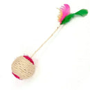 SisalSphere™ Sisal Scratching Ball Cat Toy – Interactive Training Teaser with Feather for Kittens