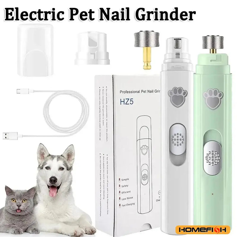 DualSpeed™ Electric Pet Nail Grinder – 2-Speed USB Rechargeable Trimmer with Diamond Wheel for Dogs & Cats