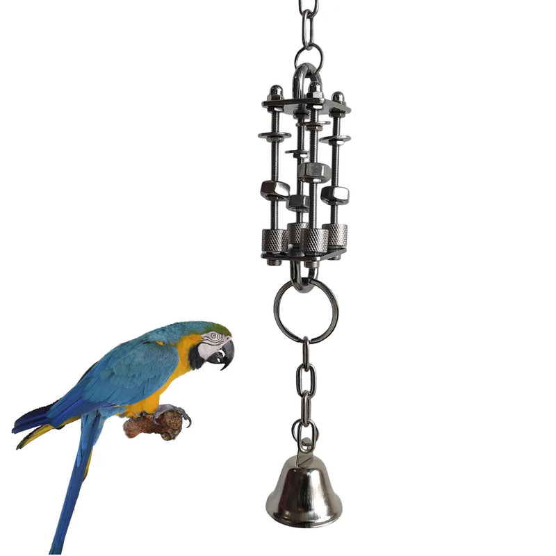 SteelBell™ Stainless Steel Parrot Bell Toy Set – Chewing, Hanging & Swing Cage Accessories for Birds