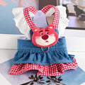 LacePrincess™ Lace Harness Dress for Small Dogs & Cats – Princess Vest with Bow, Pearl & Denim Skirt (XS–XL)