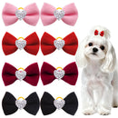 DiamondBow™ 2-Pack Diamond Dog Hair Bows with Rubber Bands – Handmade Valentine's Day Puppy Bowknots