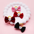 DiamondBow™ 2-Pack Diamond Dog Hair Bows with Rubber Bands – Handmade Valentine's Day Puppy Bowknots