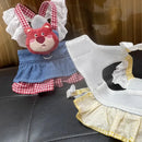 LacePrincess™ Lace Harness Dress for Small Dogs & Cats – Princess Vest with Bow, Pearl & Denim Skirt (XS–XL)