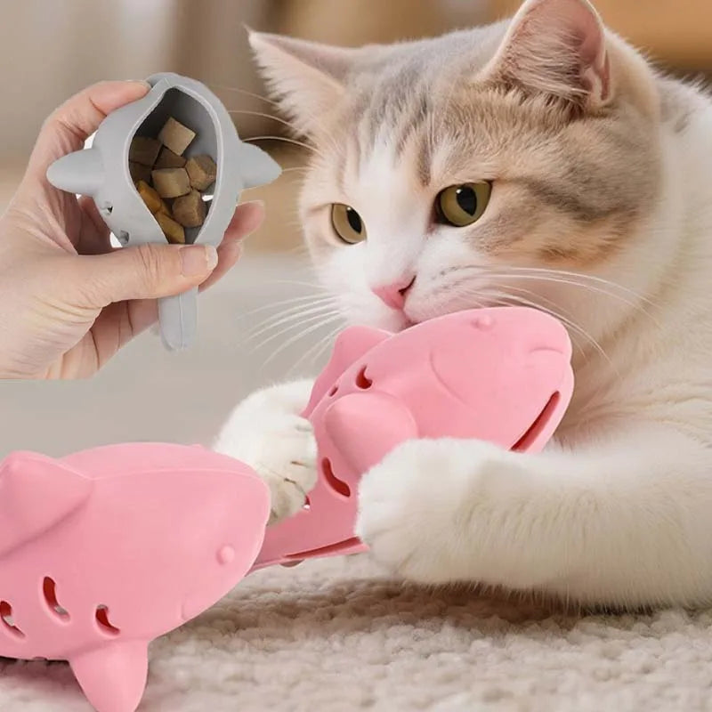 Aqua-Treat™ Interactive Fish: Bite-Resistant Food Leakage & Dental Toy for Cats