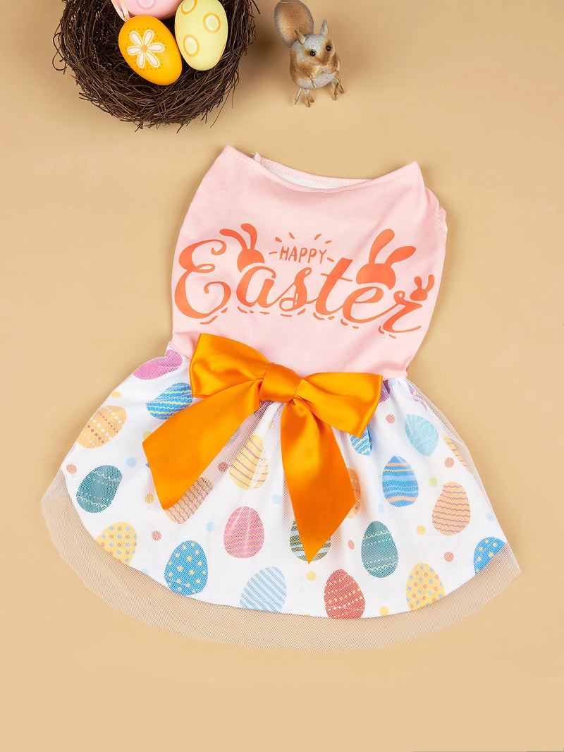 EasterTutu™ Happy Easter Bunny Dog Dress – Tutu Skirt with Bowknot for Small Dogs & Cats