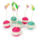 SisalSphere™ Sisal Scratching Ball Cat Toy – Interactive Training Teaser with Feather for Kittens
